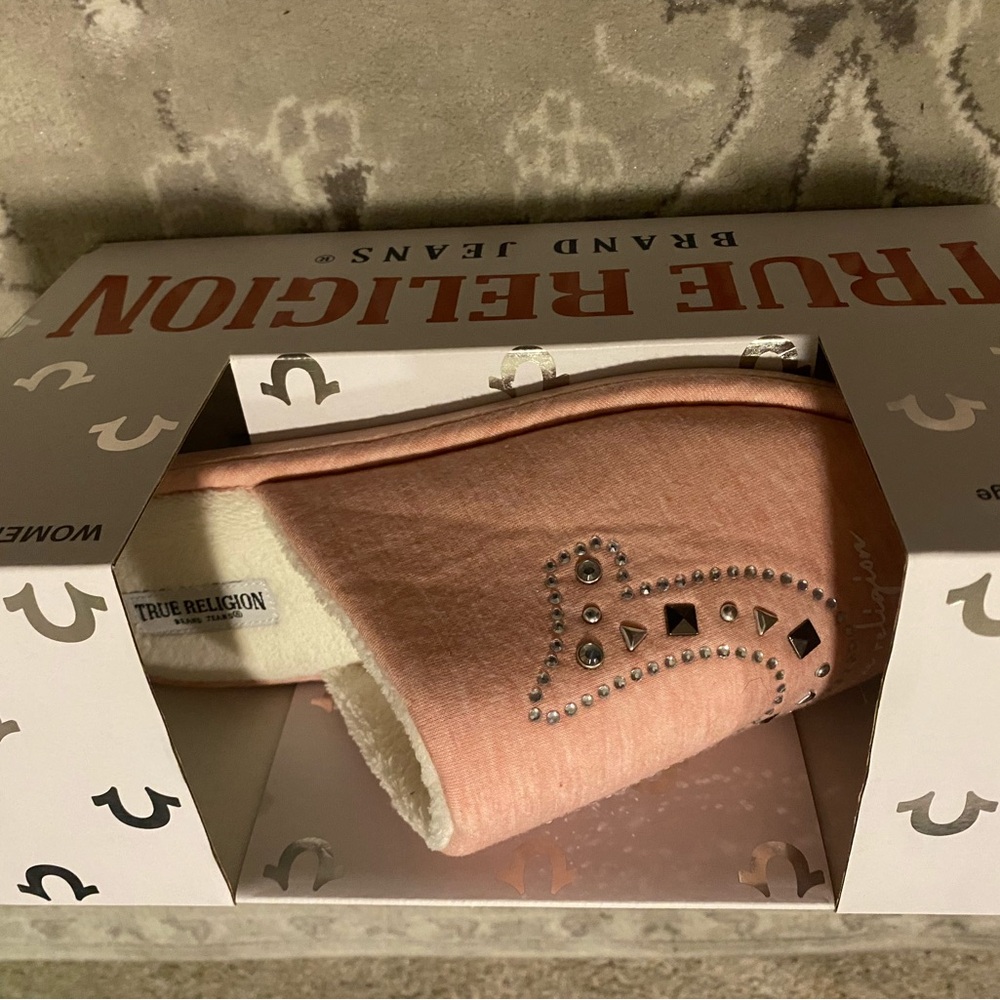 True Religion Women's Pink Embellished Slippers